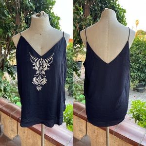 Express Navy Embroidered Cami LARGE
